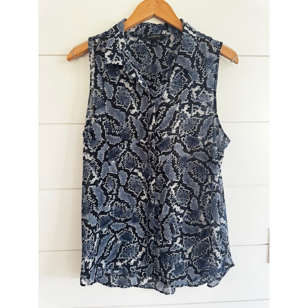 Banana Republic Sheer Snakeskin Sleeveless Blouse L Whimsigoth Chic